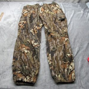Gamehide Pants Men XL Brown Mossy Oak Camo Elastic Cargo Hunting Rain Wind 36x30